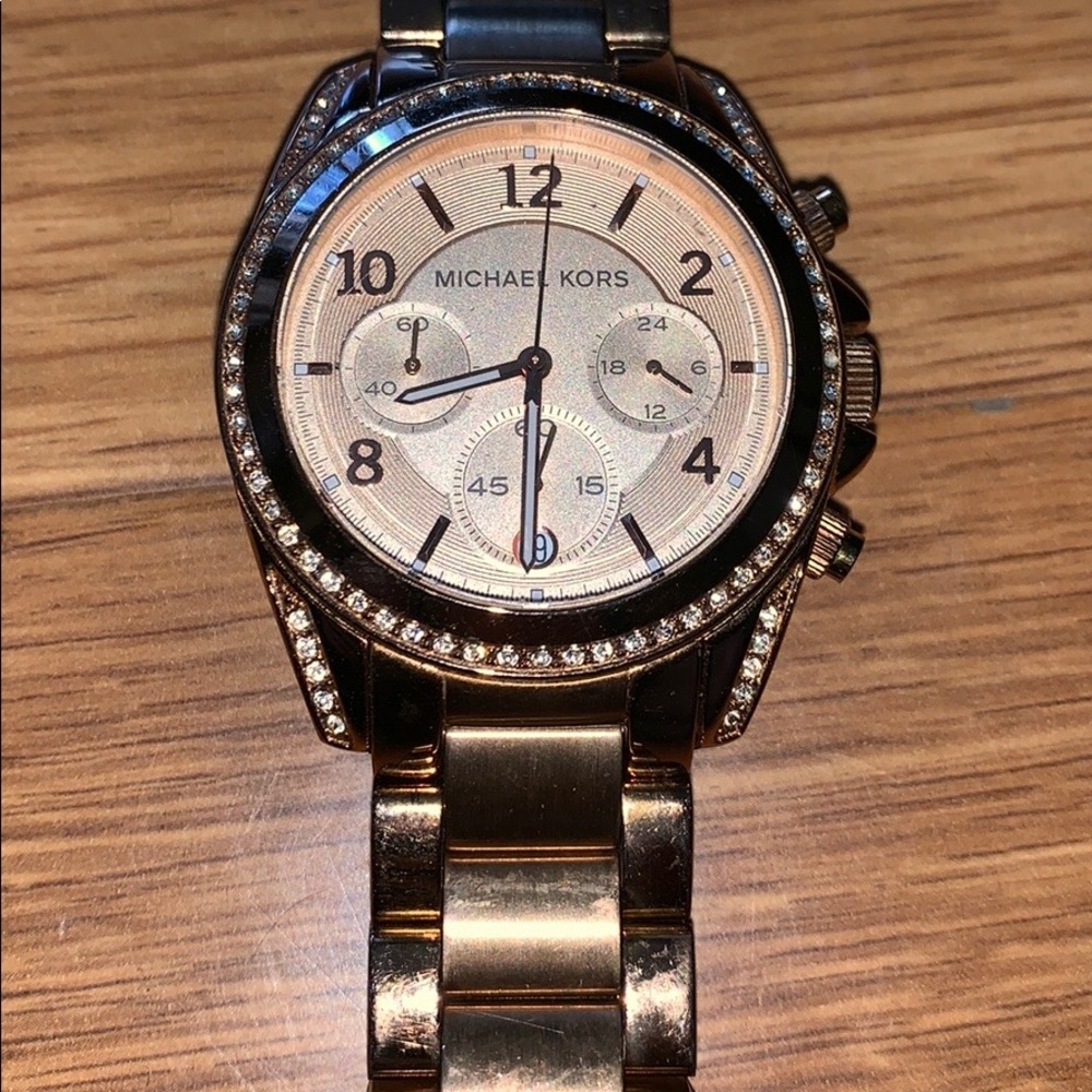 Michael Kors Rose Gold Pave Crystal Watch